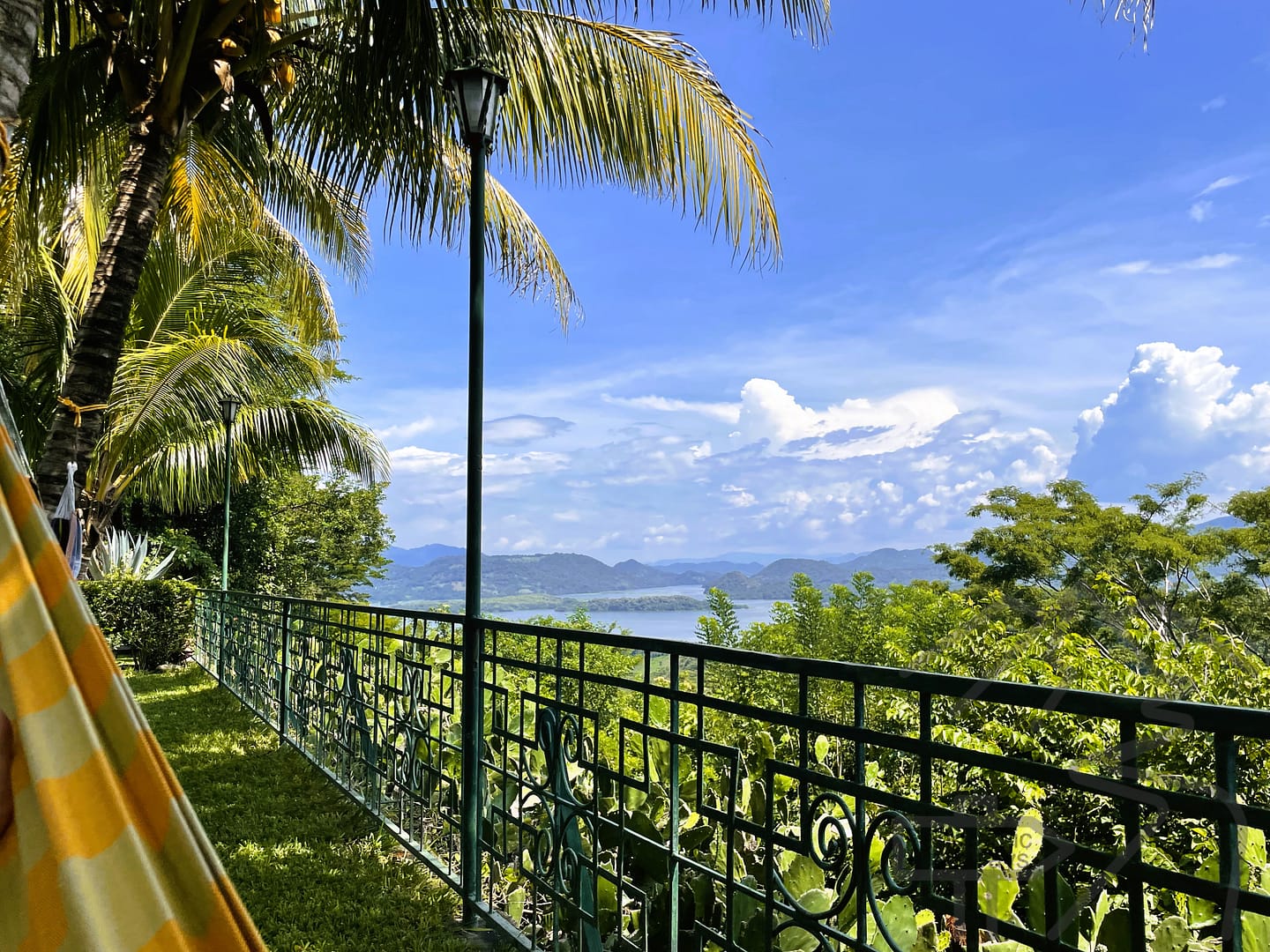 View of Lake Suchitlan from Mayan Grouper, Suchitoto Adventure Outfitters, El Salvador