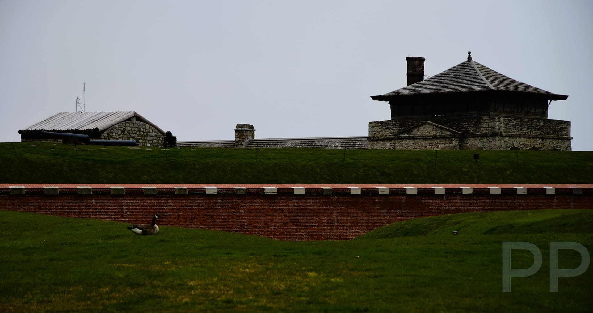 Historic stone fort at Old Fort Niagara State Park on Lake Ontario, New York