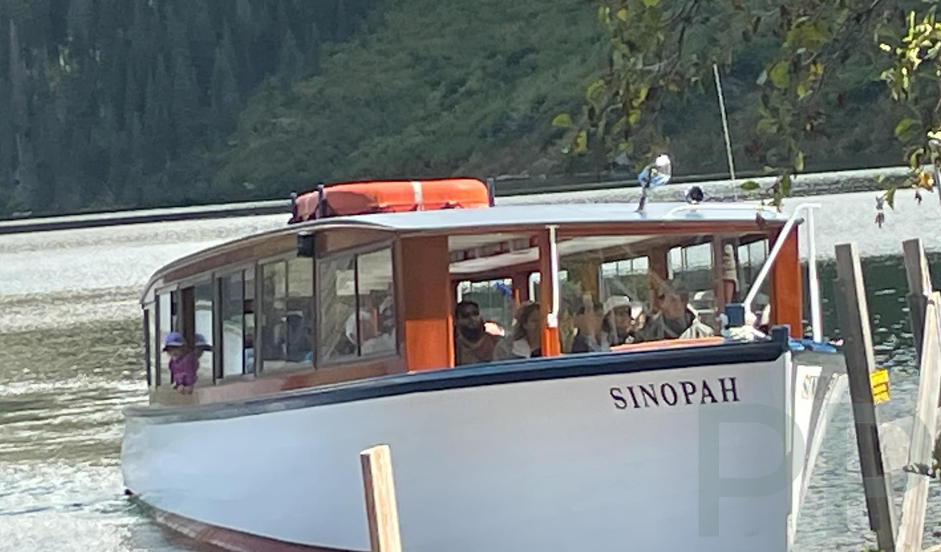 Historic boat Sinopah operated by Glacier Park Boat Tours on Two Medicine Lake