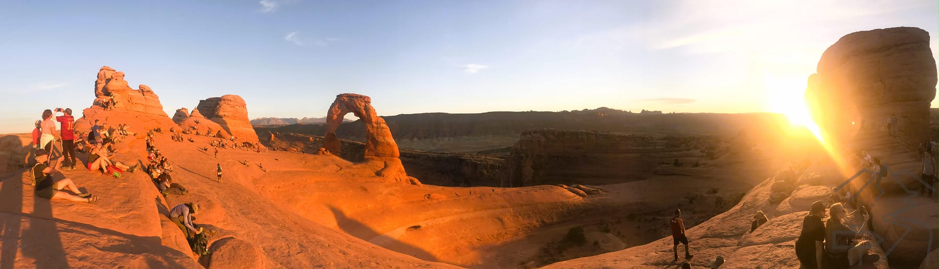 At Delicate Arch, Sunset, Bowl, Ledge