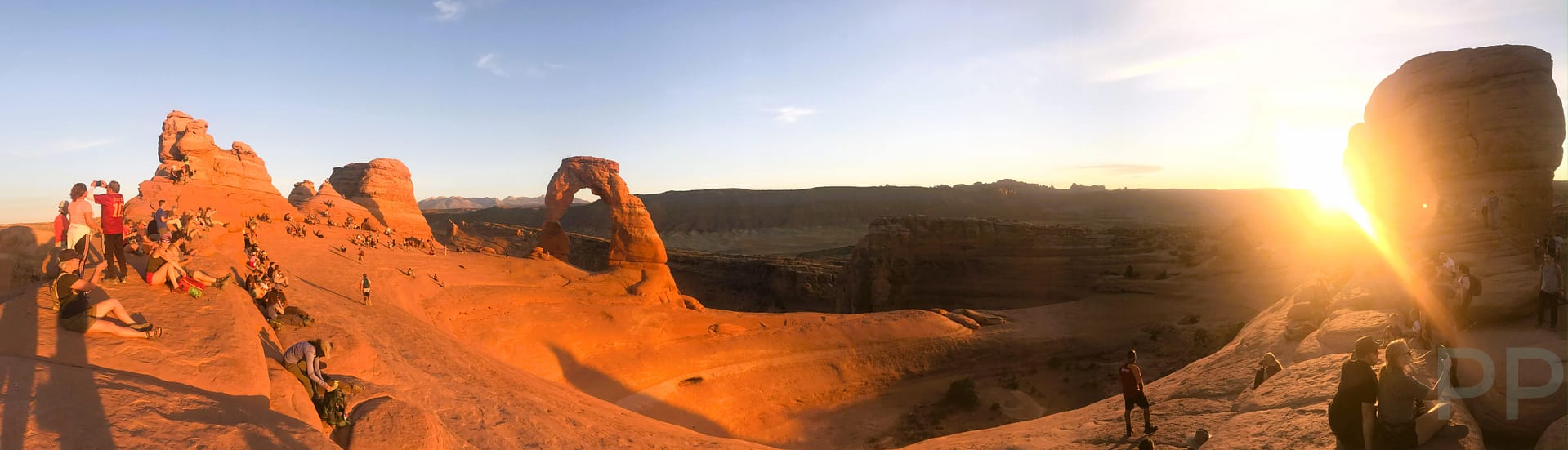 At Delicate Arch, Sunset, Bowl, Ledge