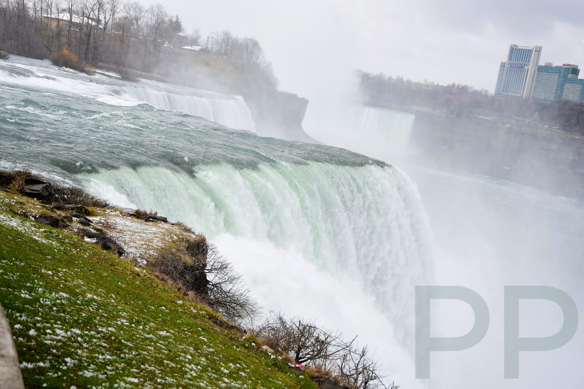 View from Goat Island at the brink of American Falls, Niagara Falls, New York