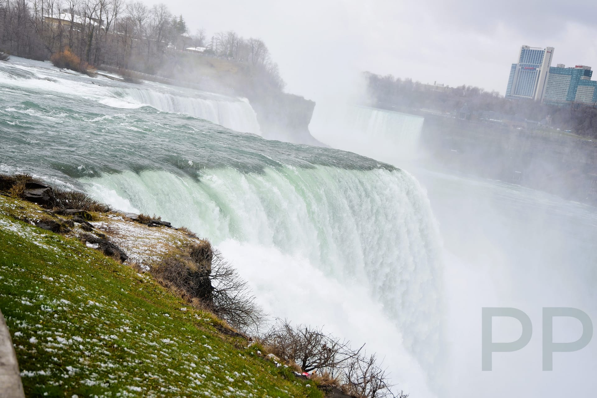 View from Goat Island at the brink of American Falls, Niagara Falls, New York