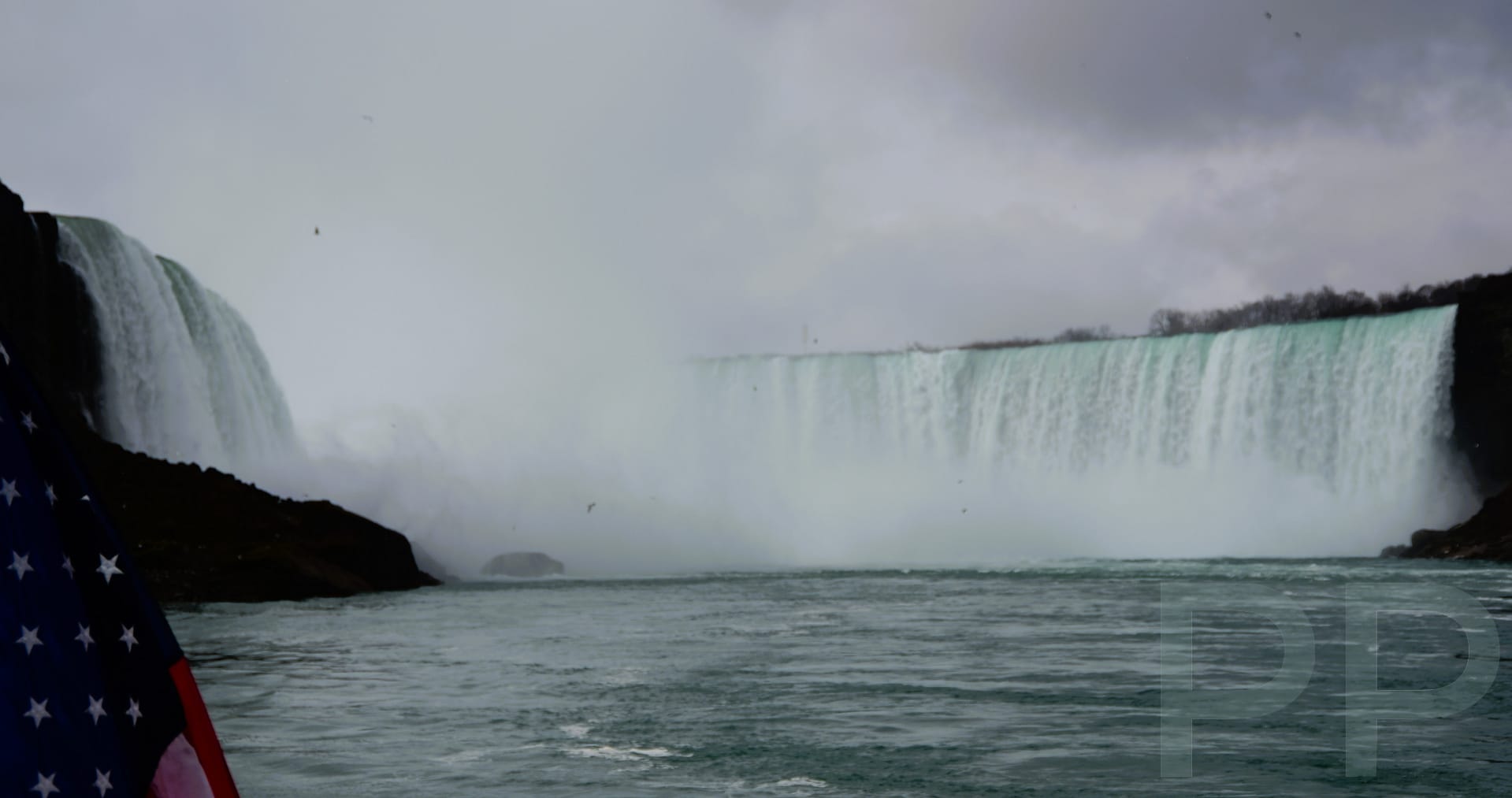 Horseshoe Falls towering over the Maid of the Mist boat, Niagara Falls