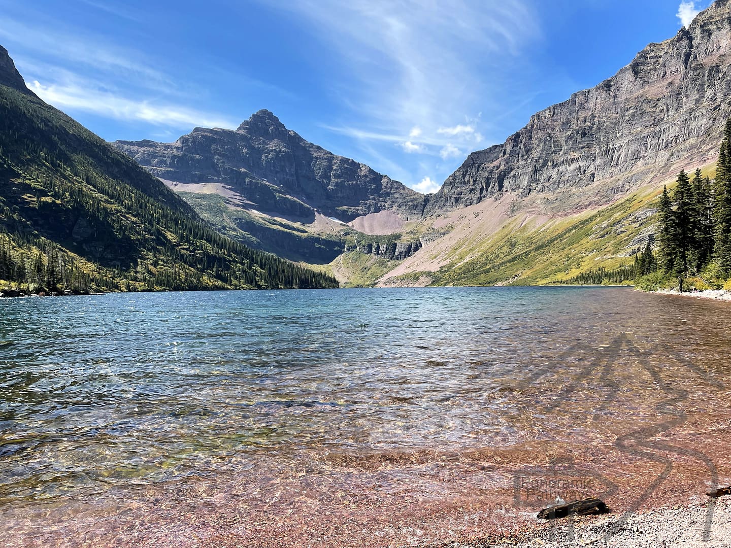 Mountains, Colorful Rocks, Upper Two Medicine Lake, Glacier National Park