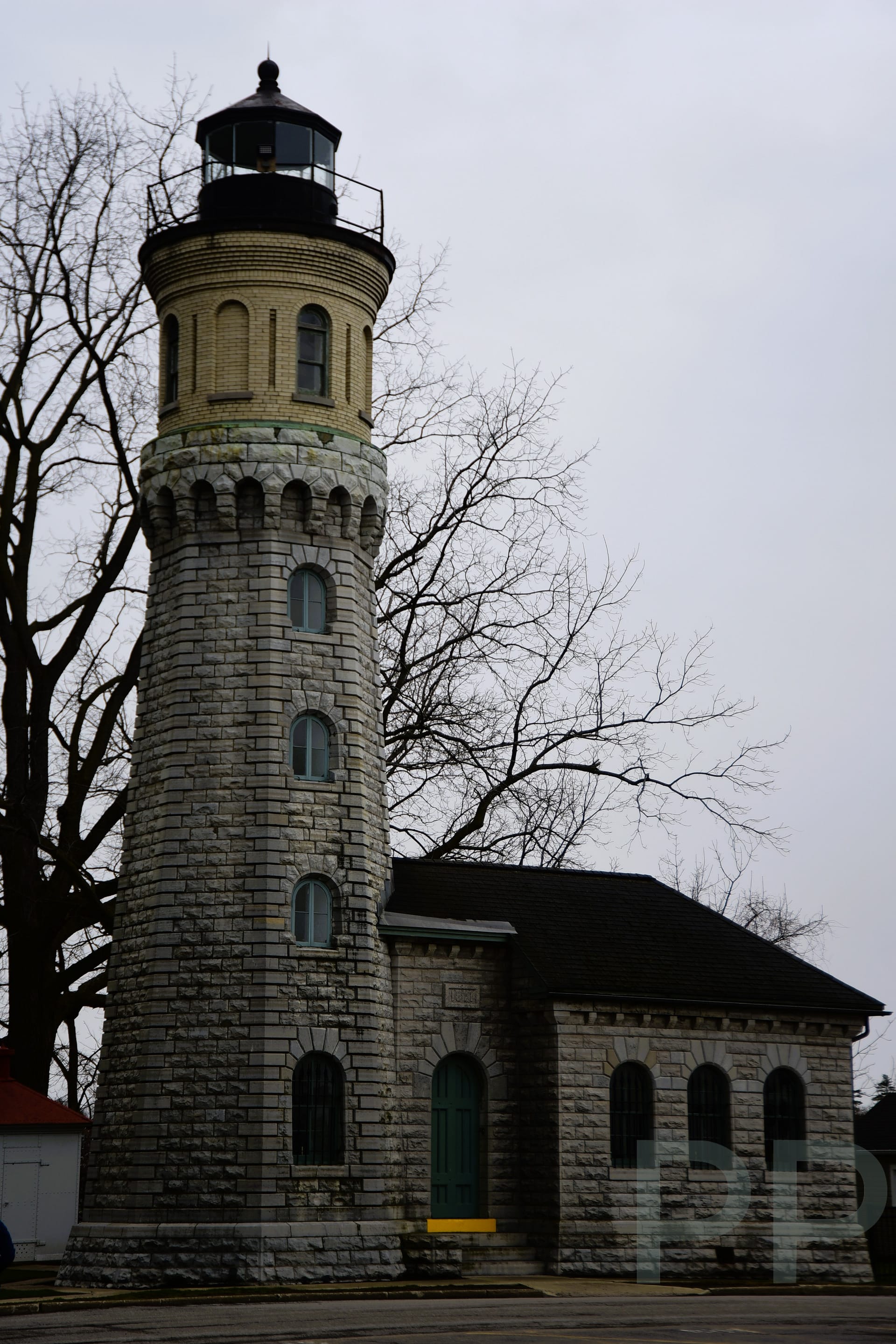 Fort Niagara Lighthouse on the Lake Ontario shoreline, New York