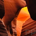Light beams and sandstone walls inside Antelope Canyon Arizona