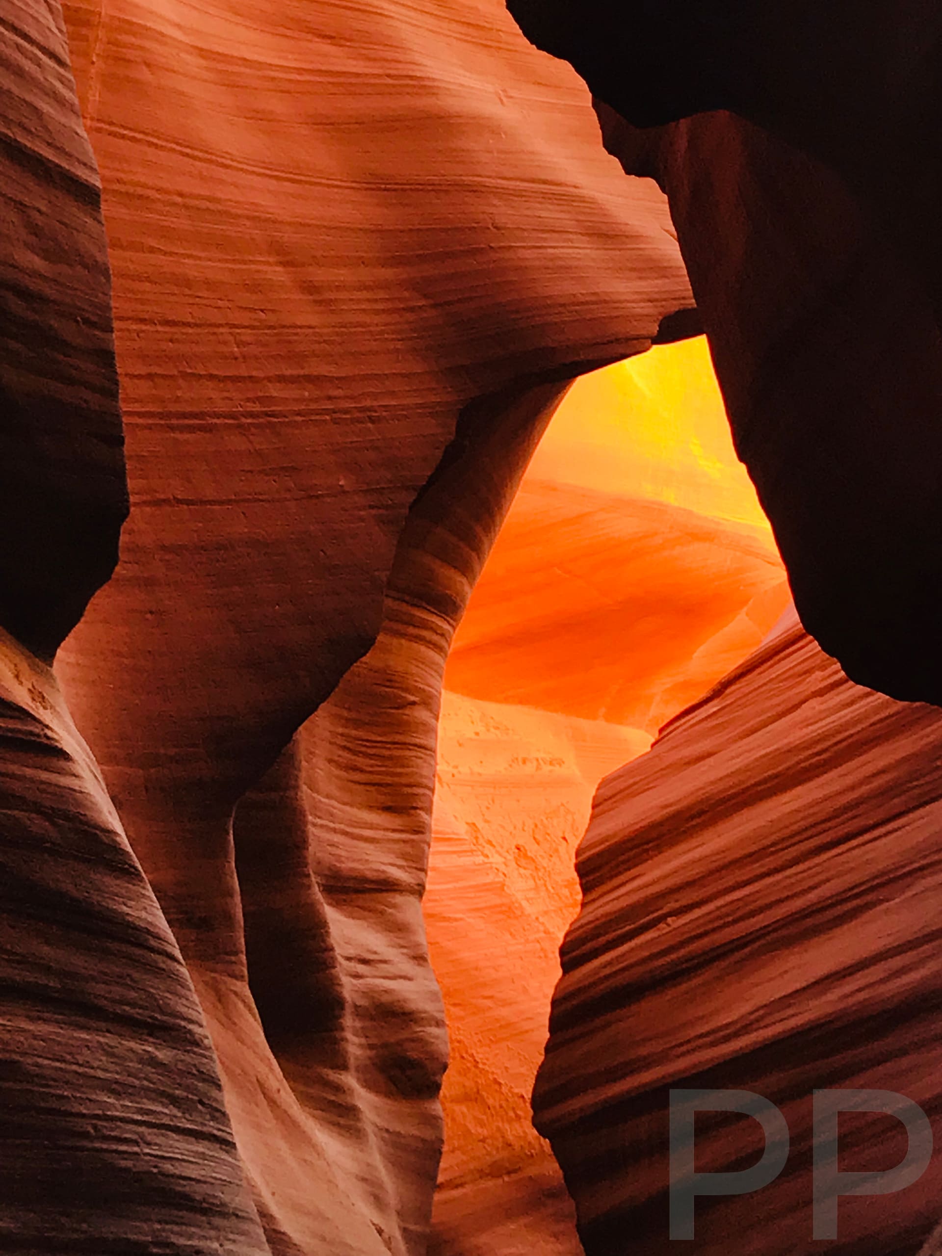 Light filtering through the narrow walls of Antelope Canyon in Arizona