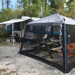 Popup camper at the beach, St. George Island State Park, FL