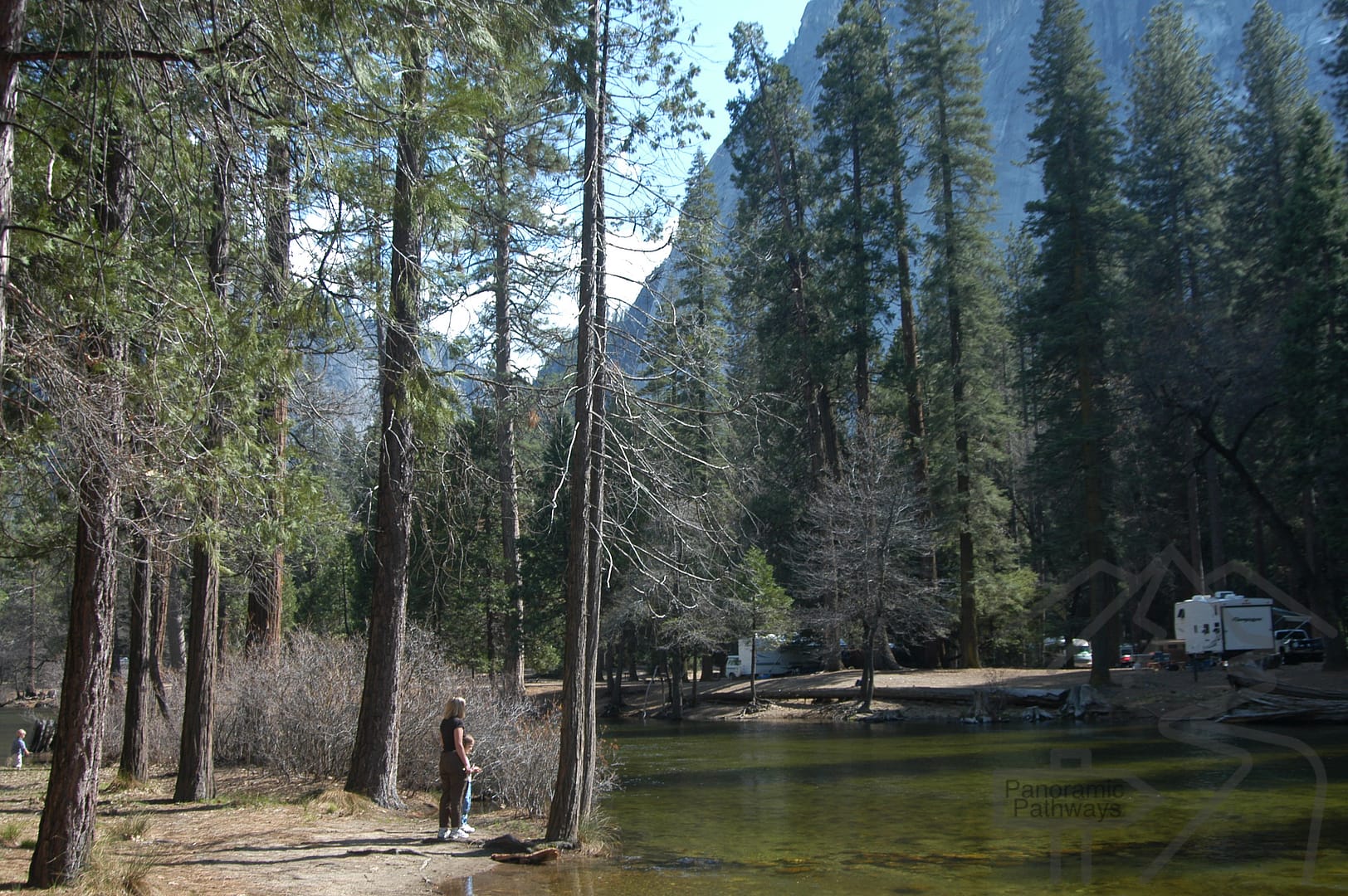 Campground in Yosemite National Park.  Camping in Yosemite Valley beats the long commute and traffic to get there from outside.