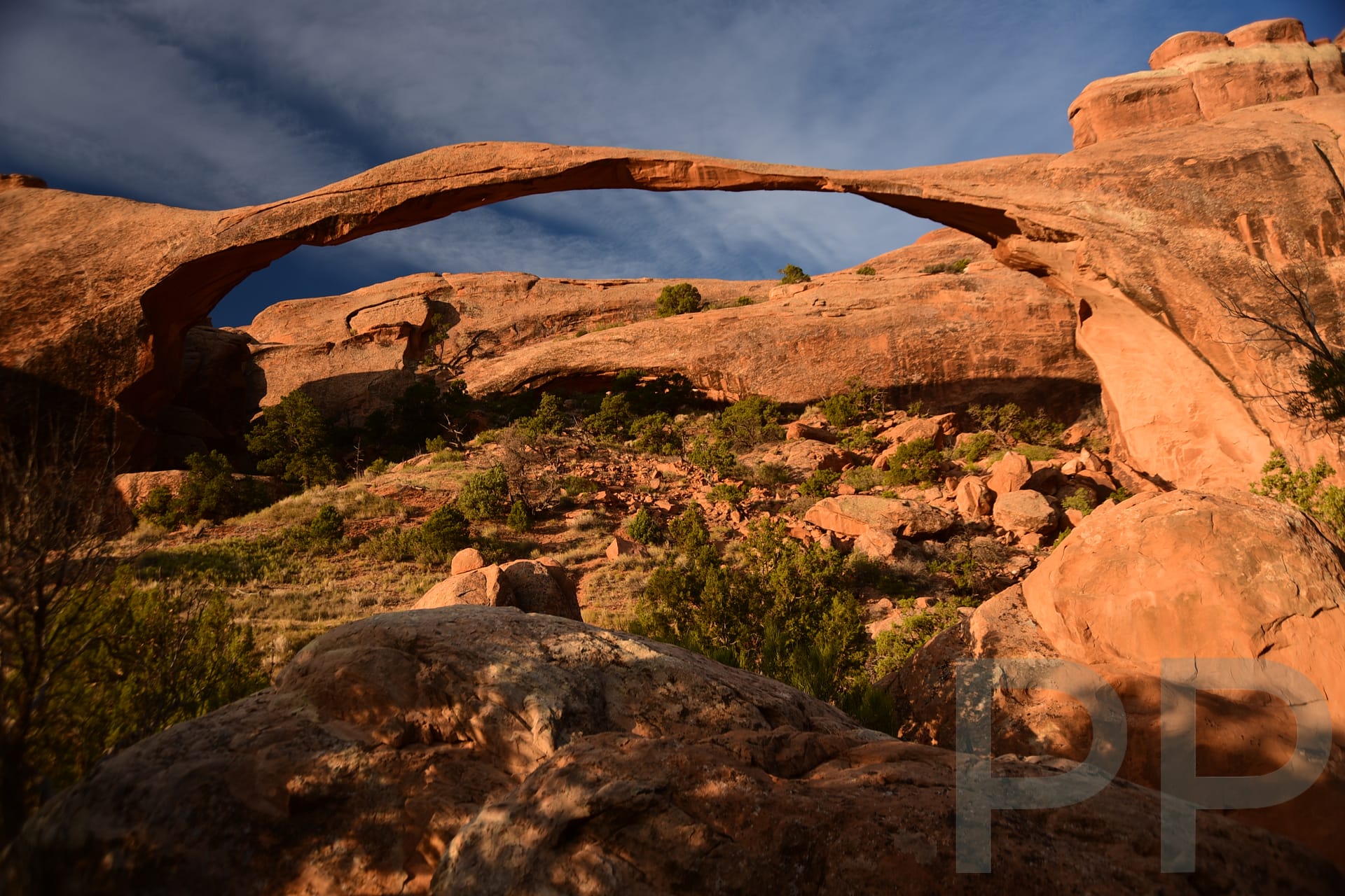 Landscape Arch one of the longest natural arches in Arches National Park Utah