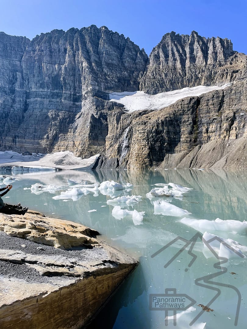 Grinnell Glacier, Seen from base of pool, Ice Formations, Rocks, Picnic Spot, Glacier National Park