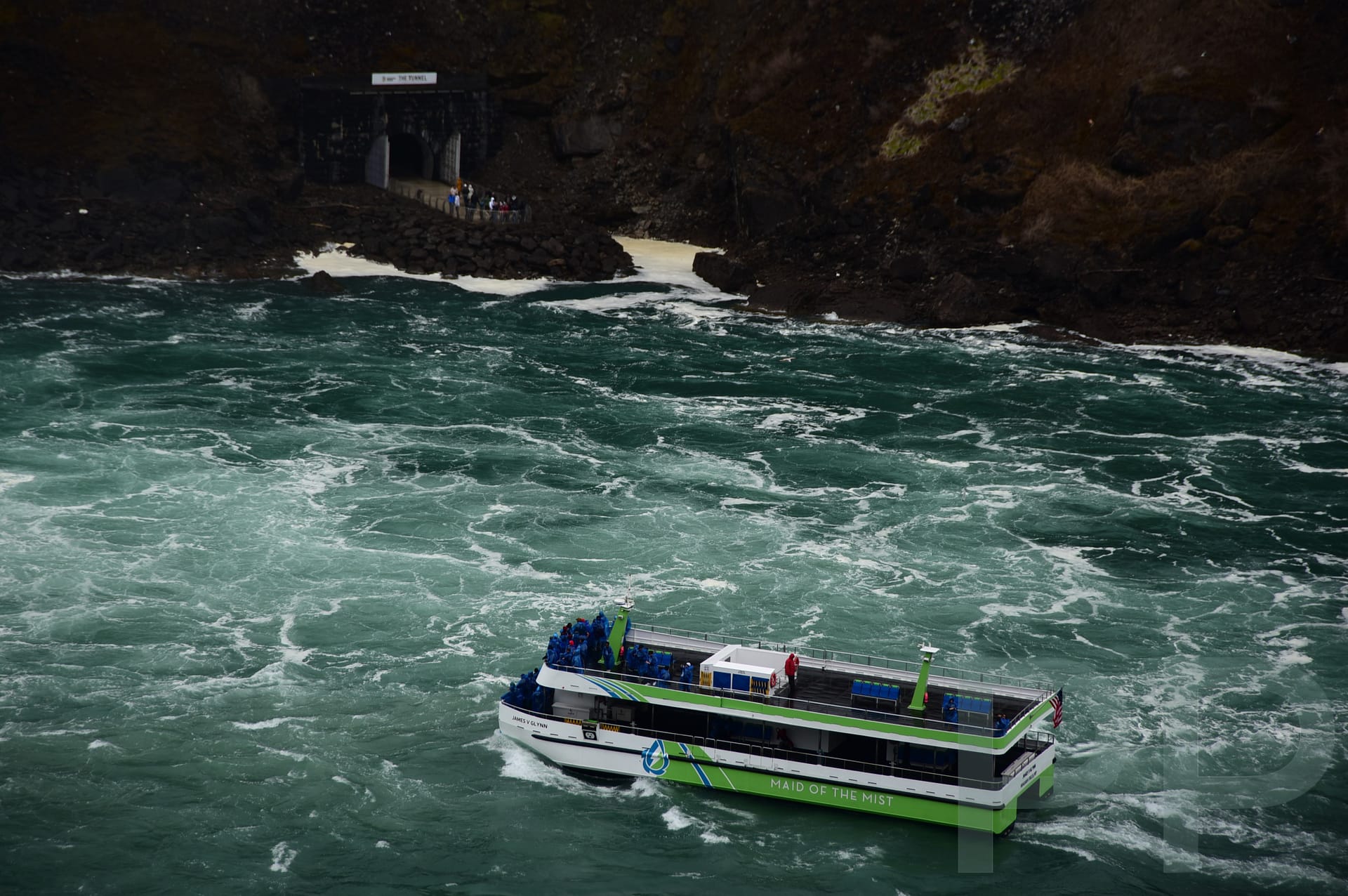 Journey Behind the Falls portal carved into rock beside Horseshoe Falls, Ontario
