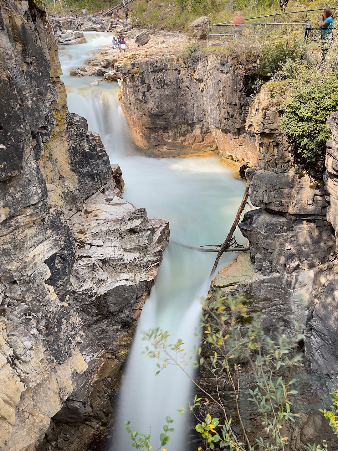 Waterfall cascading through Marble Canyon in Kootenay National Park