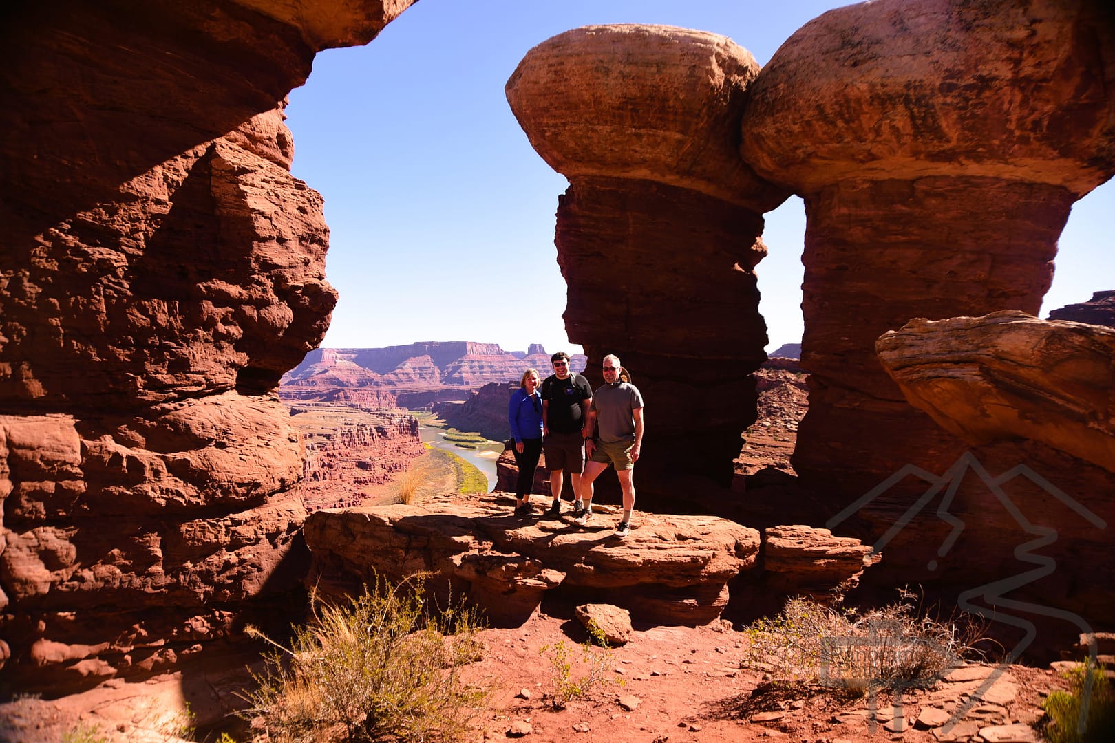 Secret location, NAVTECH tour, View, Colorado River, Large Mushroom Rocks, Canyonlands