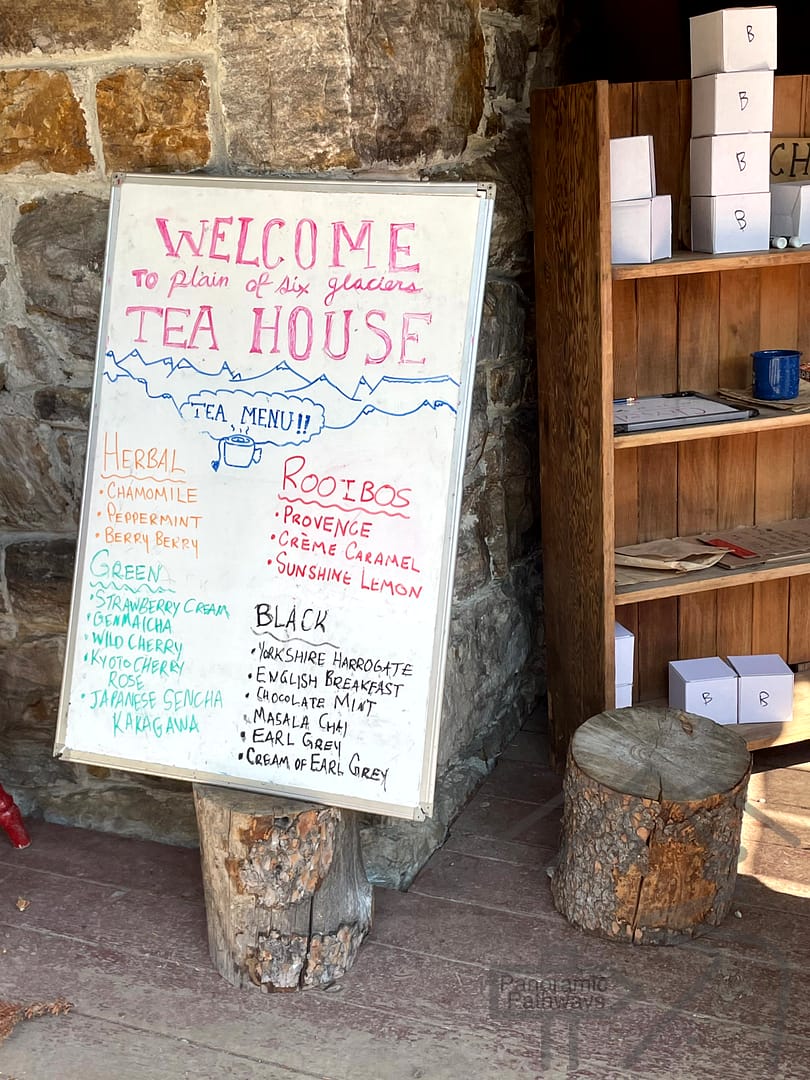 Tea Menu Plain of Six Glaciers Teahouse Lake Louise Banff National Park