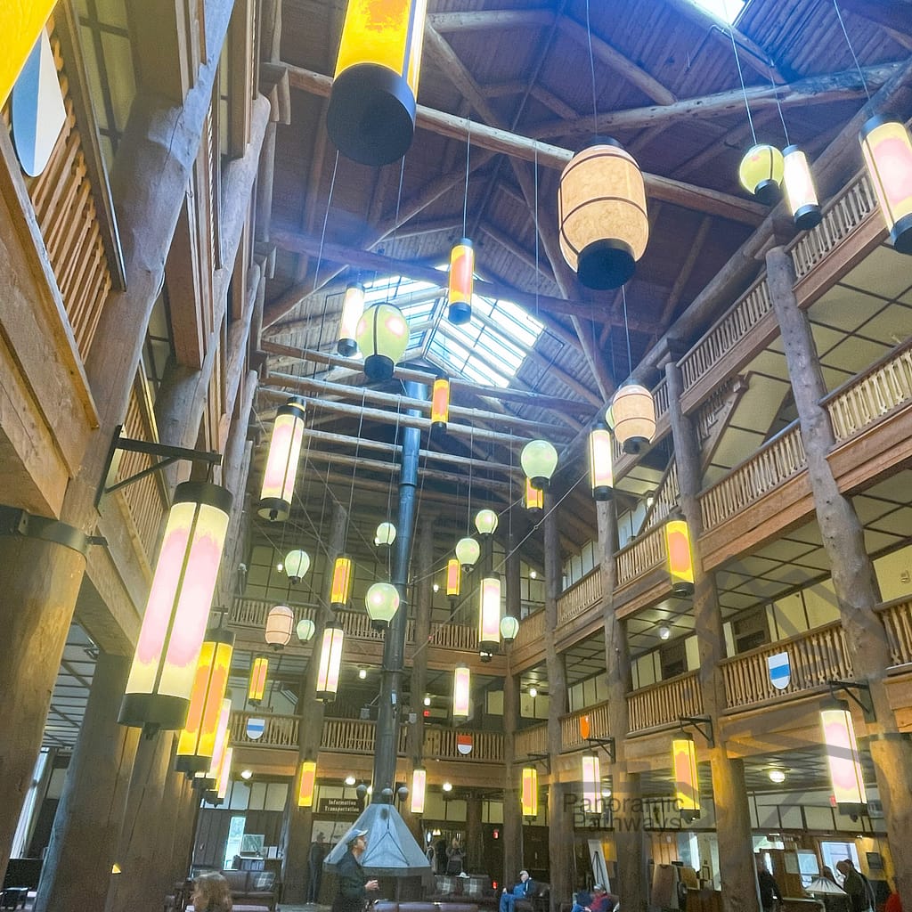 Lobby, Lighting, Many Glacier Hotel, Vaulted, Timbered, Historic, Great Northern Railroad, 1914, National Park