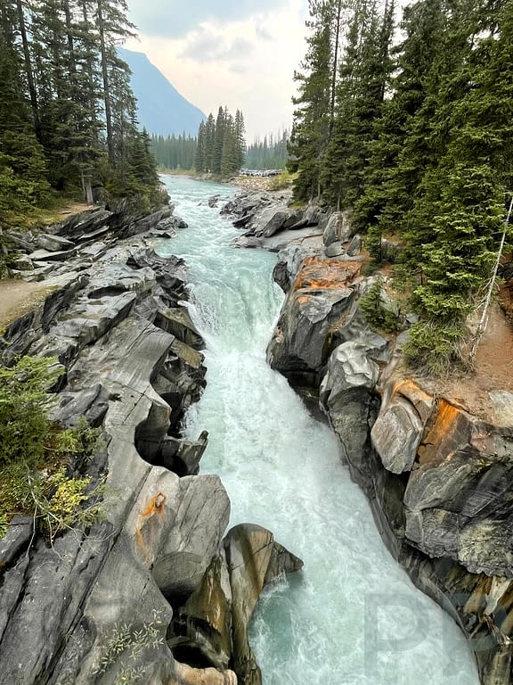 View of cascading Numa Falls in Kootenay National Park, Windemere Highway, Alberta