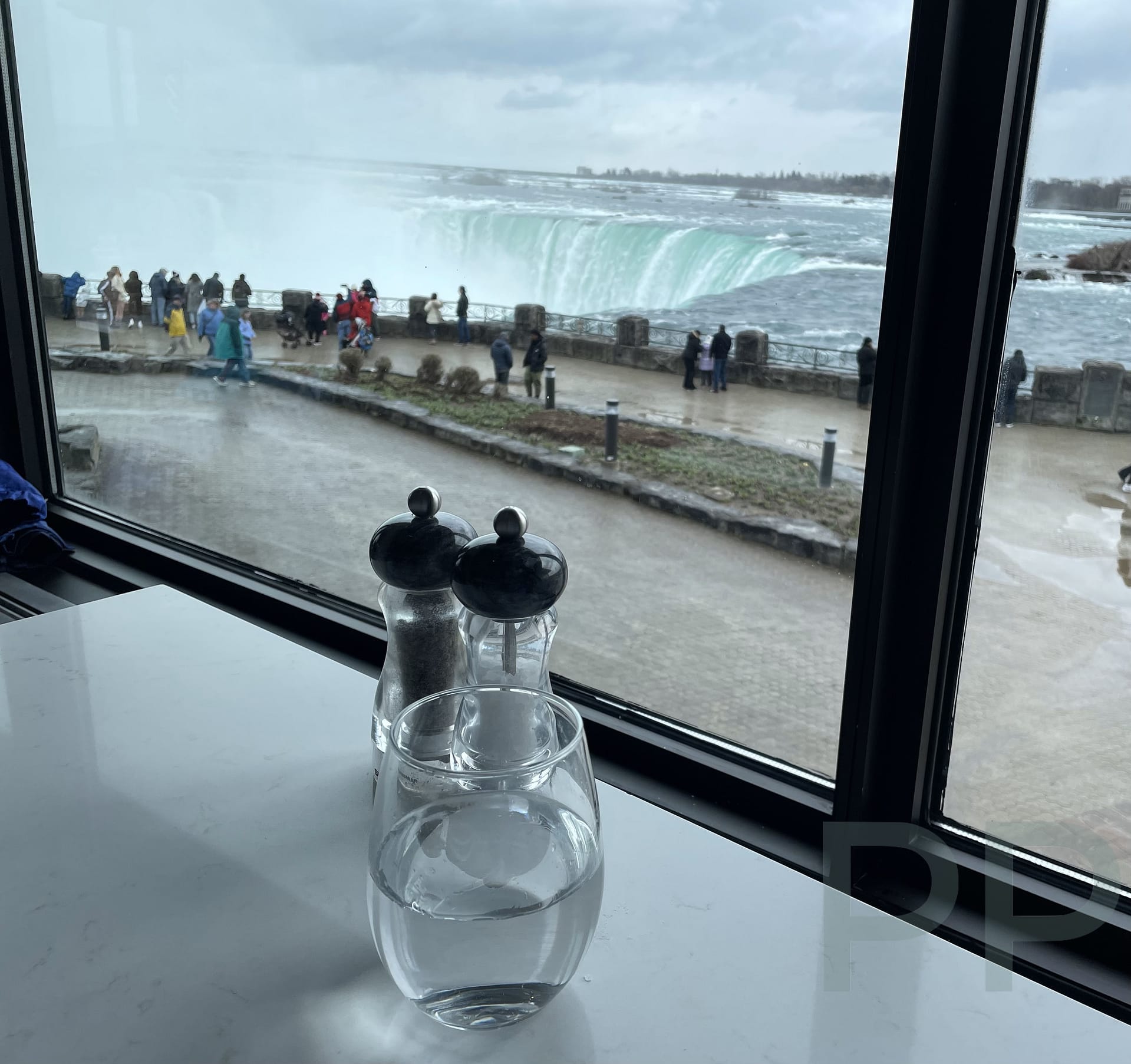 Dining room view from Table Rock Restaurant overlooking Horseshoe Falls, Ontario