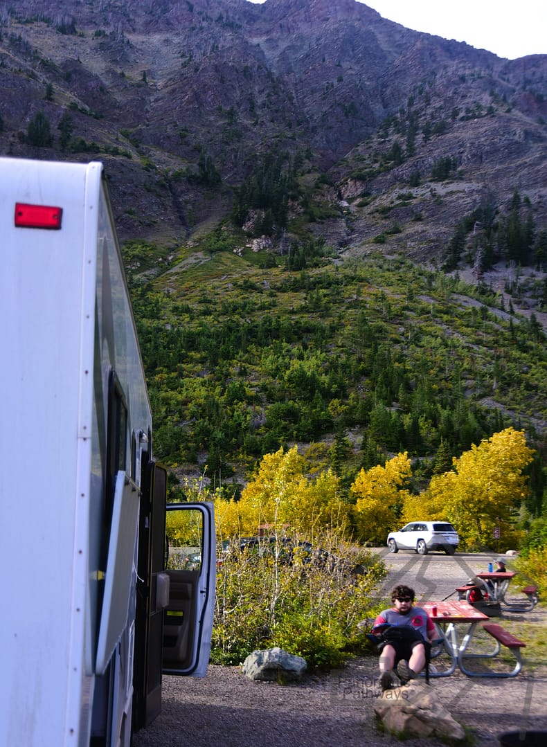 View from campsite, Two Medicine Campground, Mountains, Glacier National Park