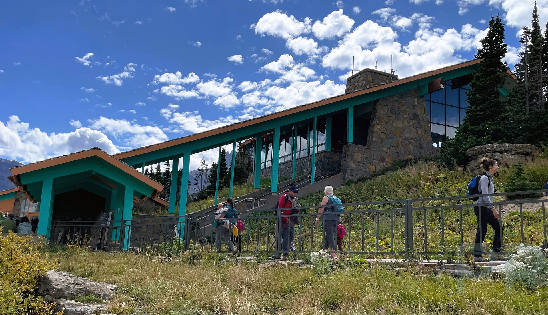 Logan Pass Visitor Center at the summit of Going-to-the-Sun Road in Glacier National Park