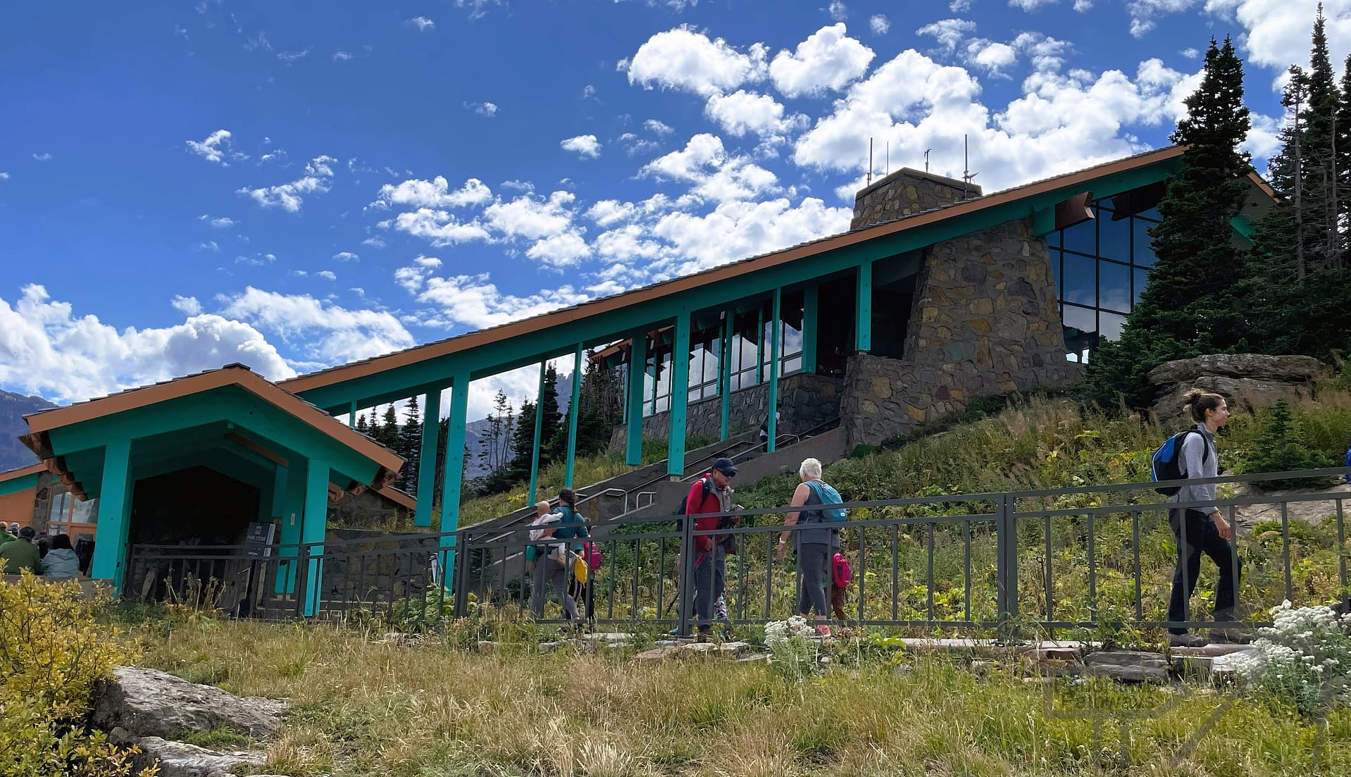 Logan Pass Visitor Center at the summit of Going-to-the-Sun Road in Glacier National Park
