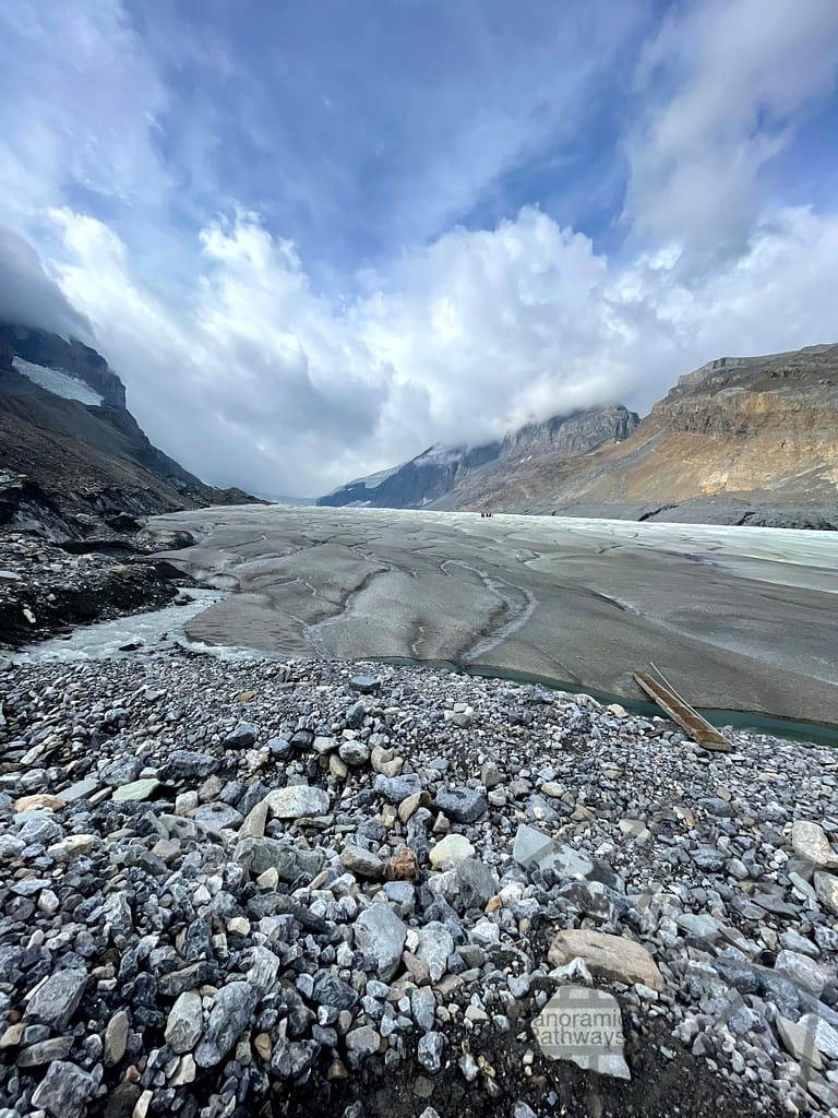 Moraine hike rocks Athabasca Glacier Ice Walk Icefields Parkway Jasper National Park