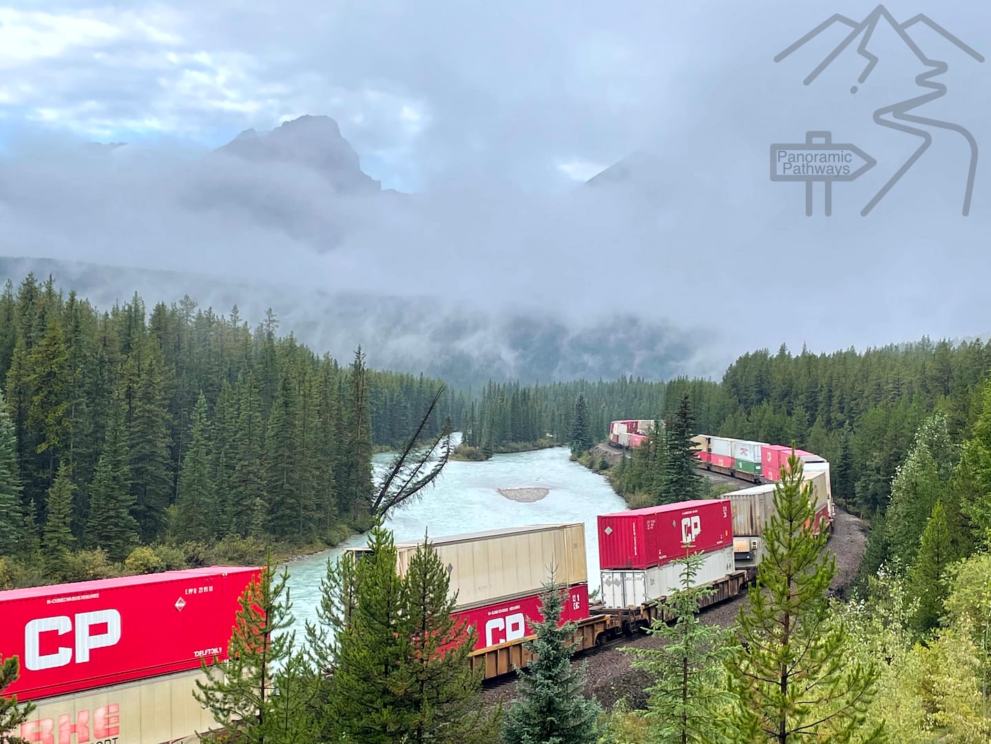 Train Morant's Curve Bow Valley Parkway 1A Banff National Park Alberta CA 