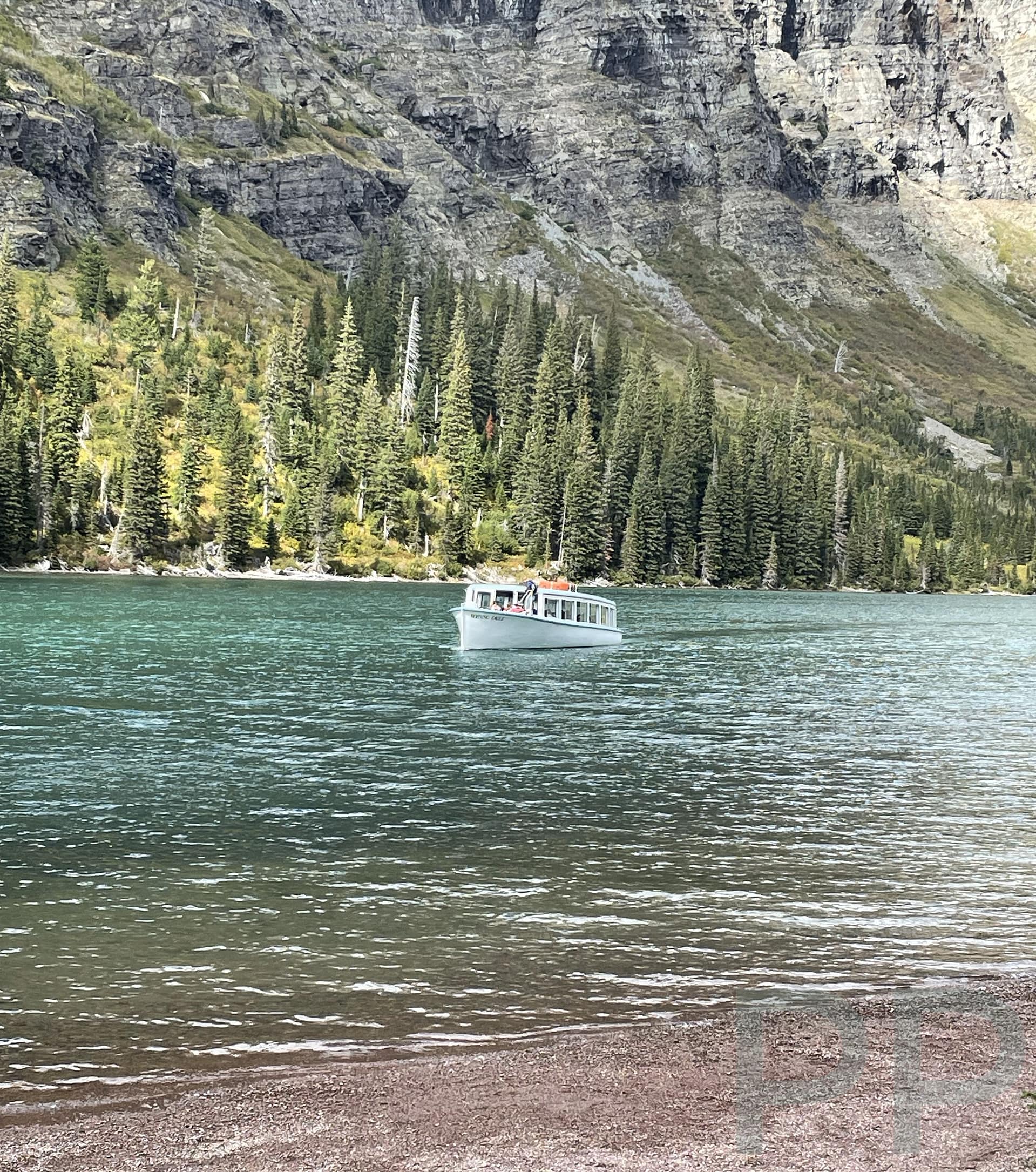 Boat Tours a/k/a Hiker Shuttles carry hikers over Swiftcurrent Lake