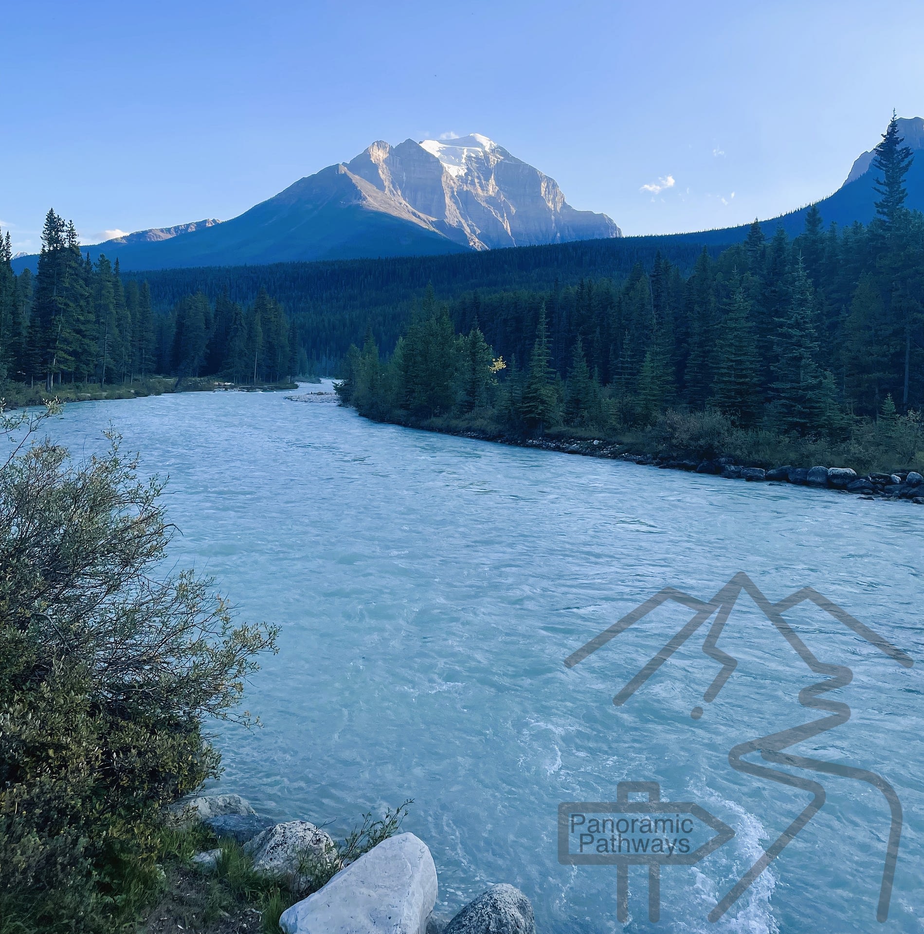 Bow River from Lake Louise Hard-Sided Campground, Banff National Park, Alberta, CA Camping