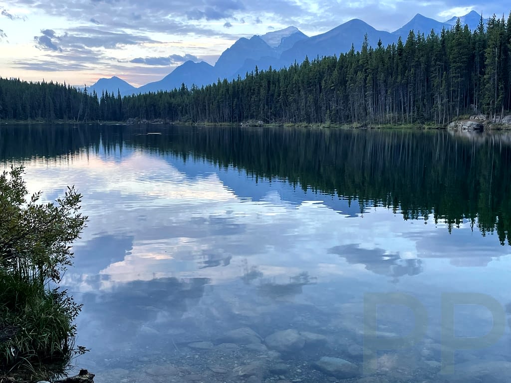 Herbert Lake Morning Light Reflection Mountains Banff National Park, Alberta, CA