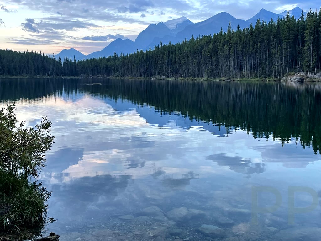 Herbert Lake Morning Light Reflection Mountains Banff National Park, Alberta, CA