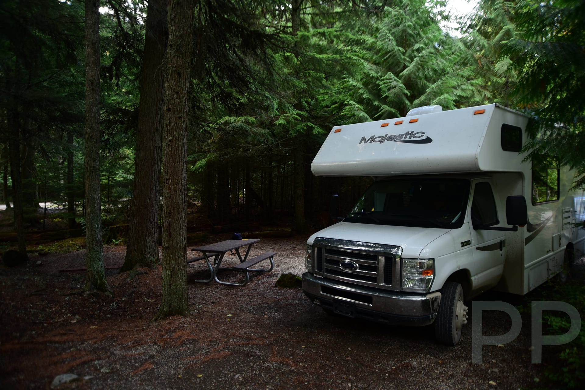 Shaded campsite at Avalanche Campground along Going-to-the-Sun Road in Glacier National Park