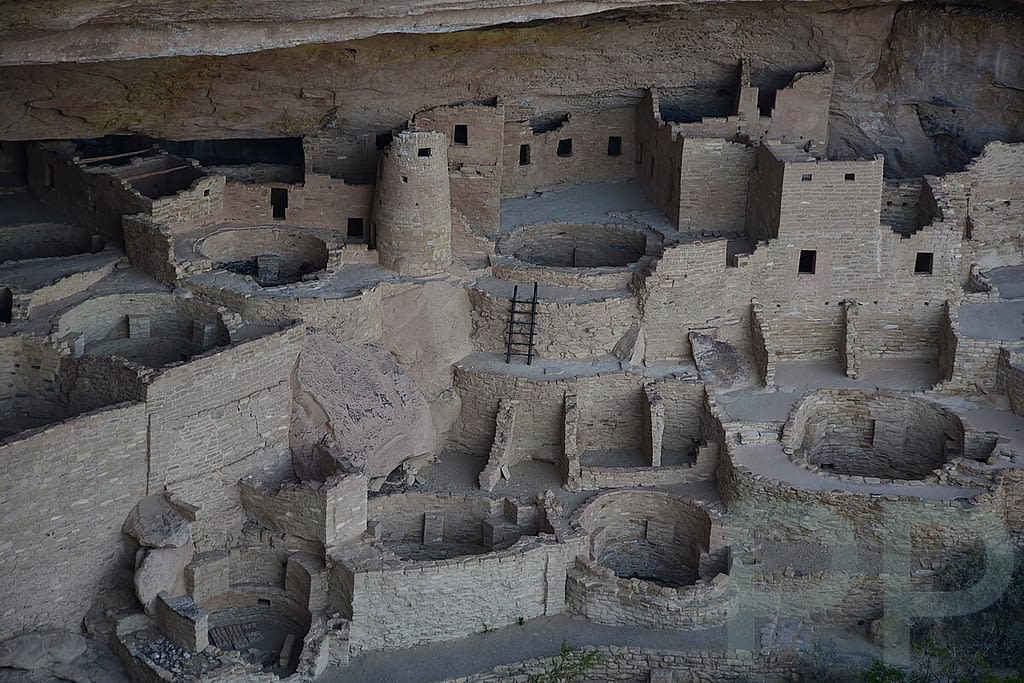 Stone towers and kivas within Cliff Palace