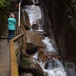 Flume Gorge trail with boardwalk in Franconia Notch State Park, New Hampshire