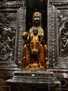 Pilgrims and visitors approaching the Black Madonna at Montserrat