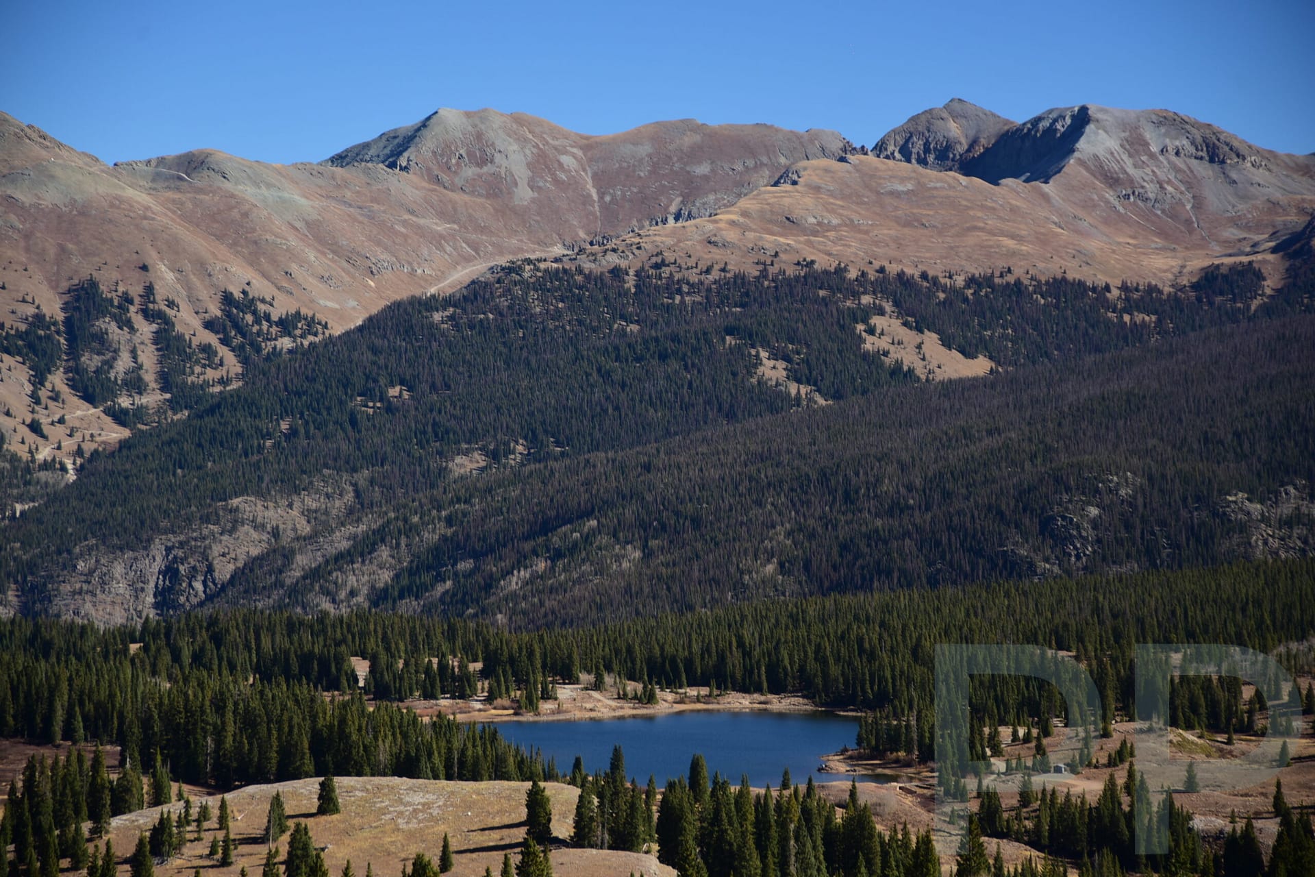 Mountain pass view along the Million Dollar Highway in Colorado