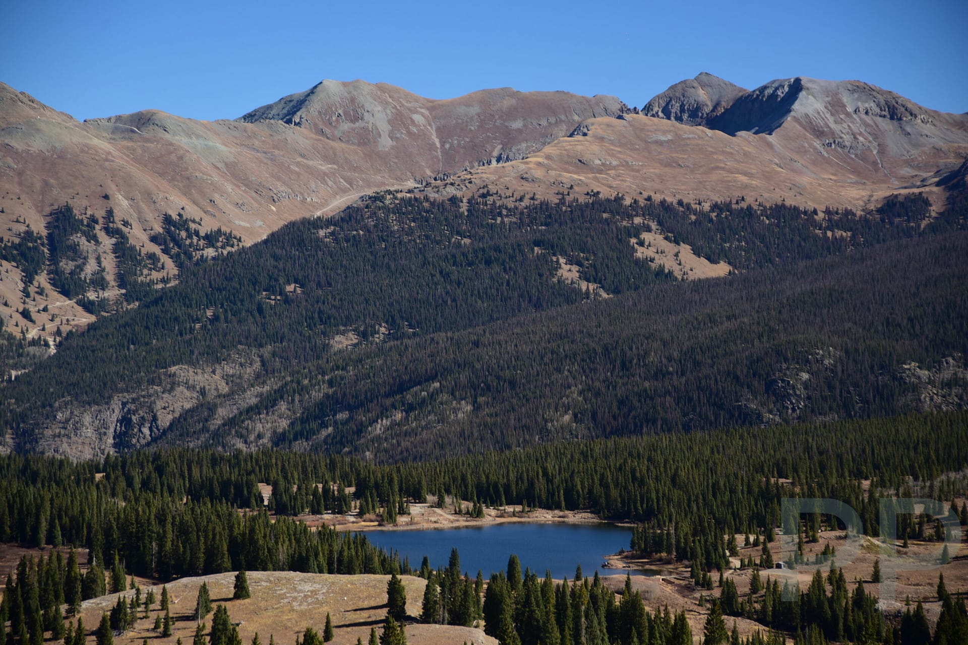 Mountain pass view along the Million Dollar Highway in Colorado