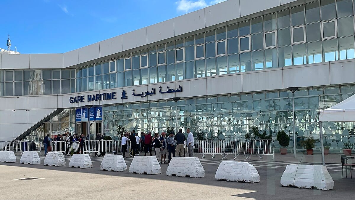 Ferry terminal exterior in Tangier, Morocco.