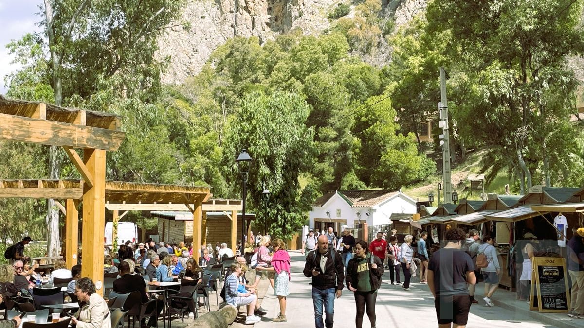 Outdoor café near the exit of Caminito del Rey trail in El Chorro, Spain.