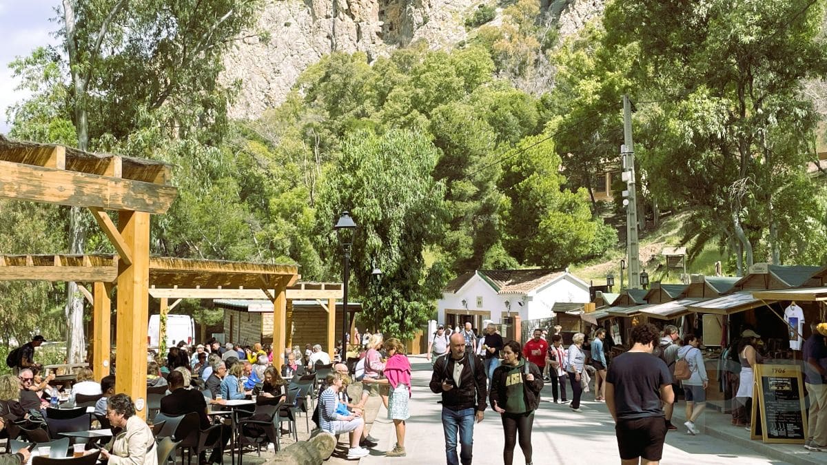 Outdoor caf&eacute; near the exit of Caminito del Rey trail in El Chorro, Spain.