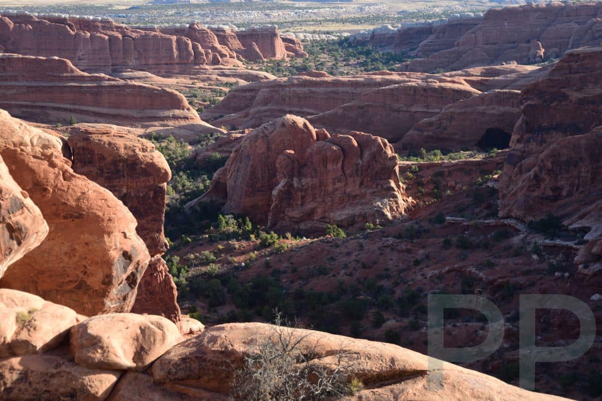 Devils Garden landscape at Arches National Park with sandstone fins and desert views