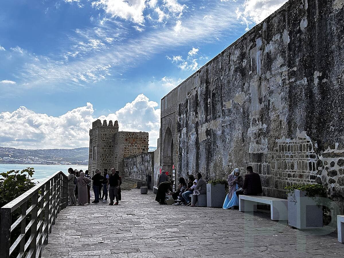 Historic walls and fortifications in Tangier, Morocco.