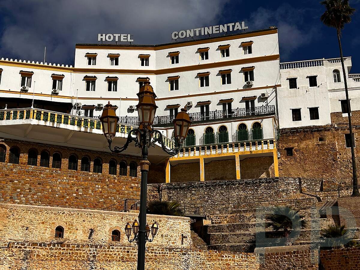 Historic Hotel Continental building overlooking Tangier, Morocco.