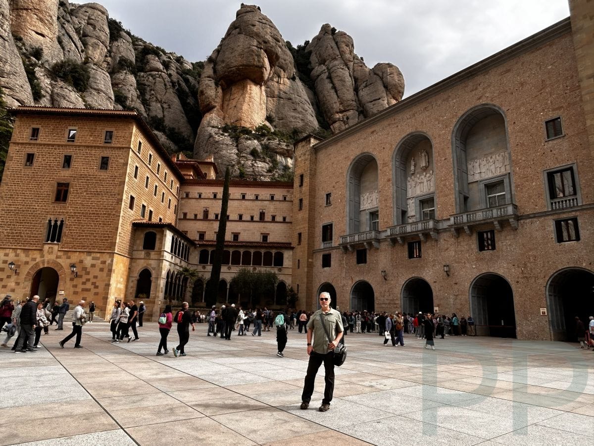 The monastery plaza at Montserrat, Spain.