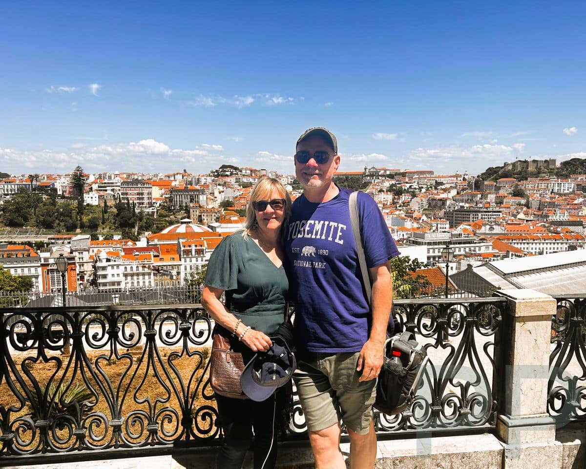Panoramic view over Lisbon from Miradouro de São Pedro de Alcântara.