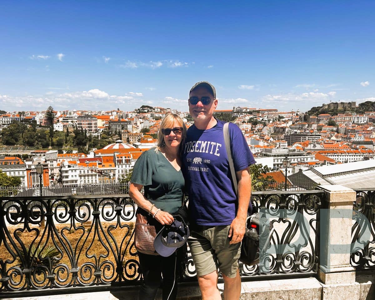 Panoramic view over Lisbon from Miradouro de S&atilde;o Pedro de Alc&acirc;ntara.