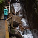 Flume Gorge trail with boardwalk in Franconia Notch State Park, New Hampshire