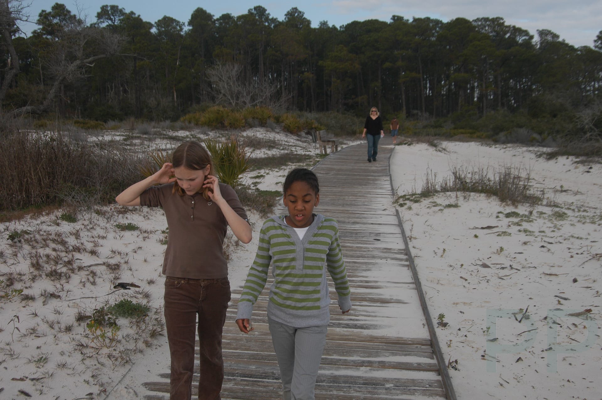 Boardwalk leading to sugar-white sand beach at Gulf State Park, Alabama