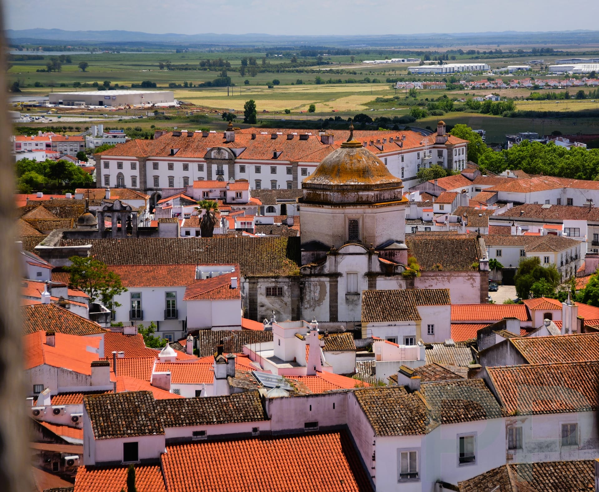 View over Évora and the surrounding countryside from the cathedral rooftop